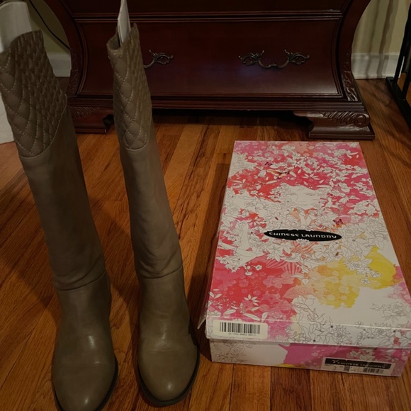 Grey/Brown Knee High Boots - Picture 3 of 5